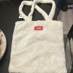 Bath & Body Works White Fuzzy Tote